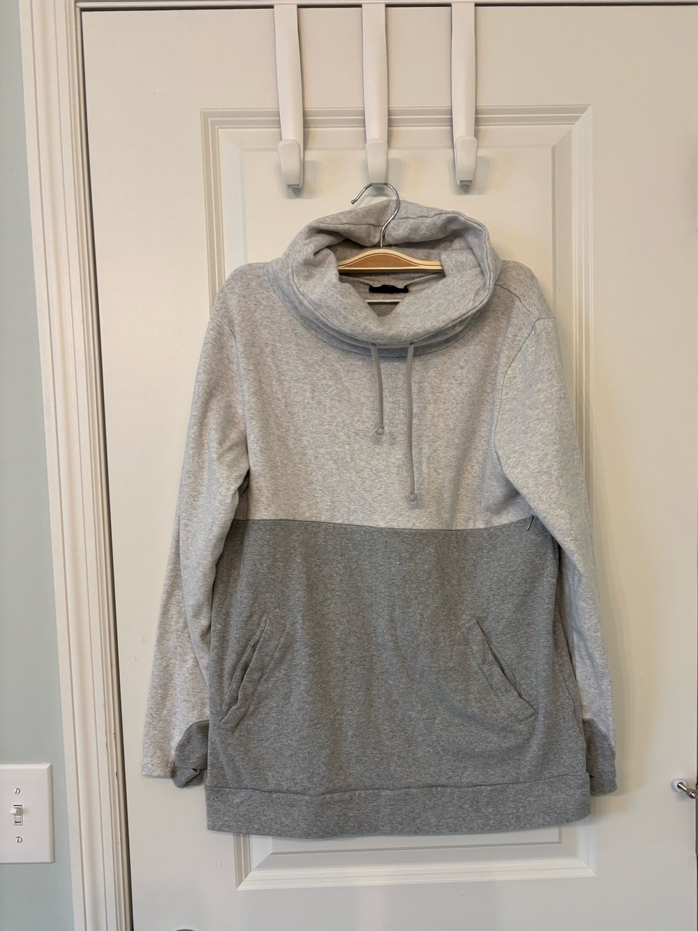 Nursing Queen Two-Tone Light and Dark Gray Cowl Neck Sweatshirt